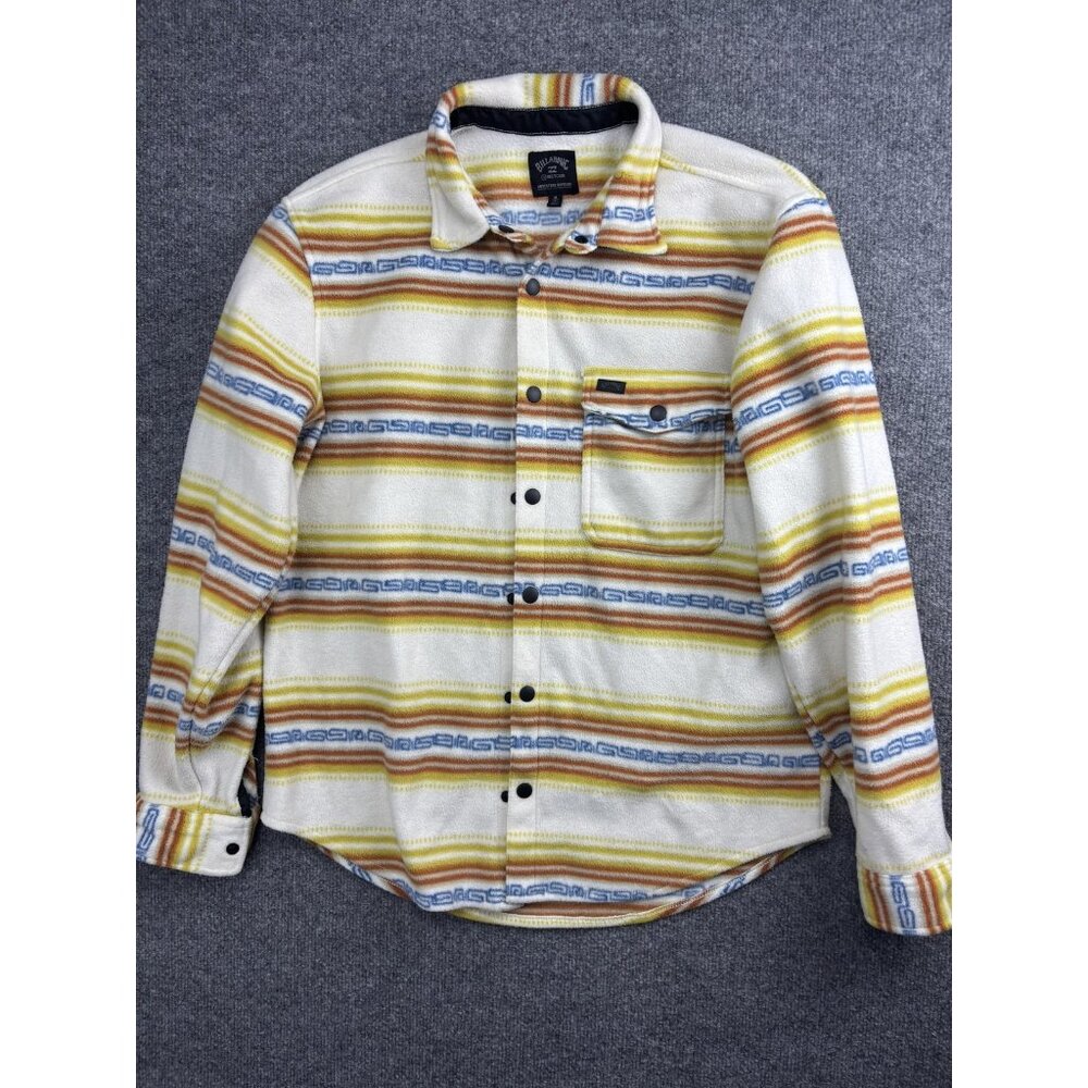 Billabong Adventure Division Shirt Mens Medium Fleece Snap Front Striped Outdoor